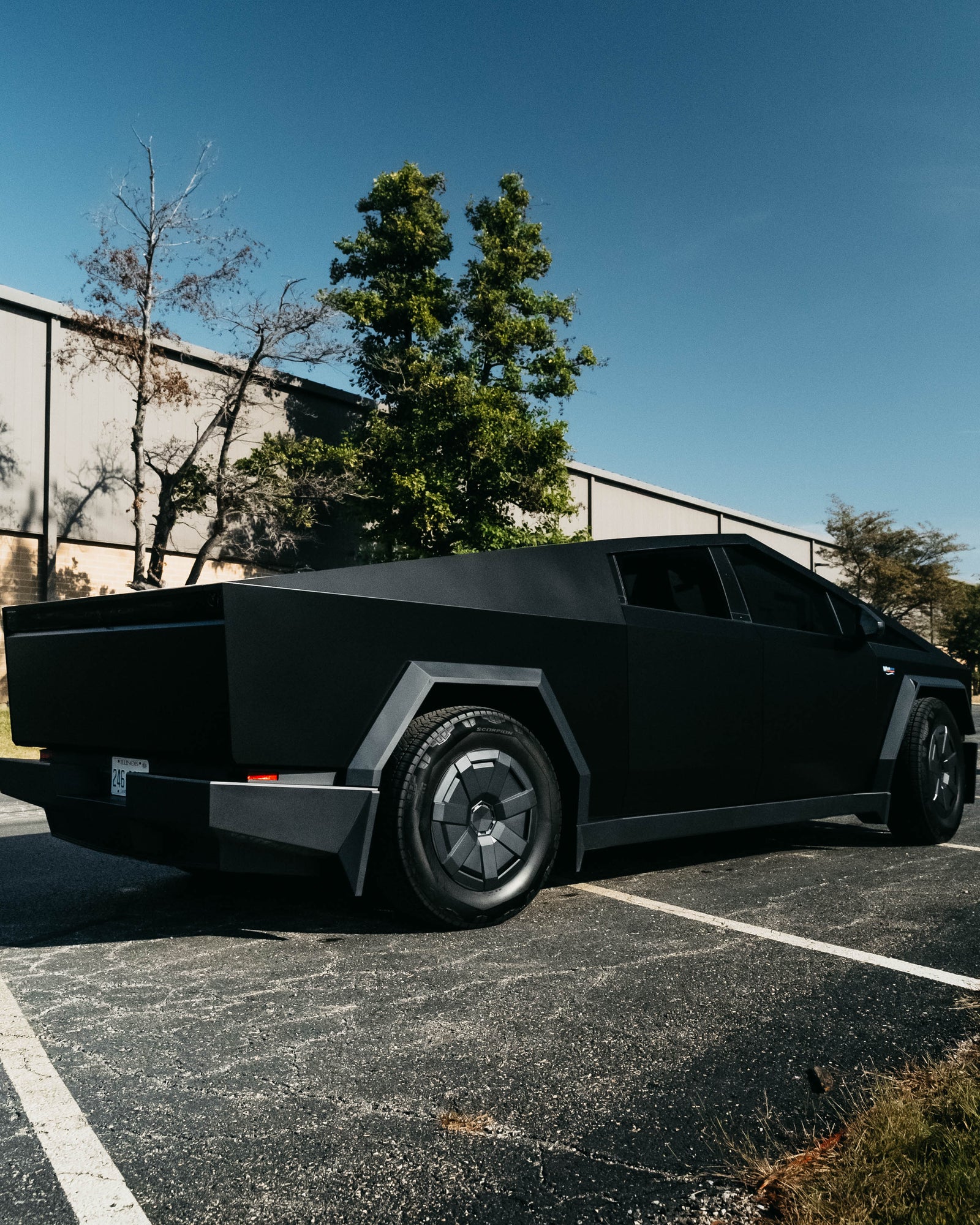 Transforming a Cybertruck with Opticle Satin Black Wrap at The Bays Detailing in Romeoville
