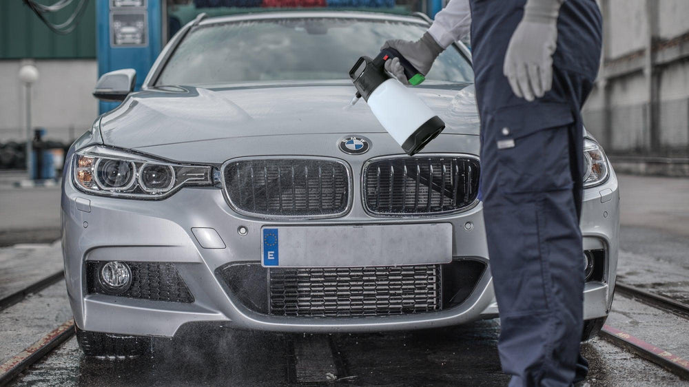 IK Pump Sprayer Spraying a BMW