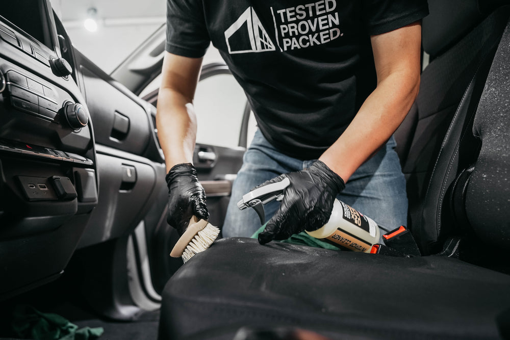 Interior car seat cleaning