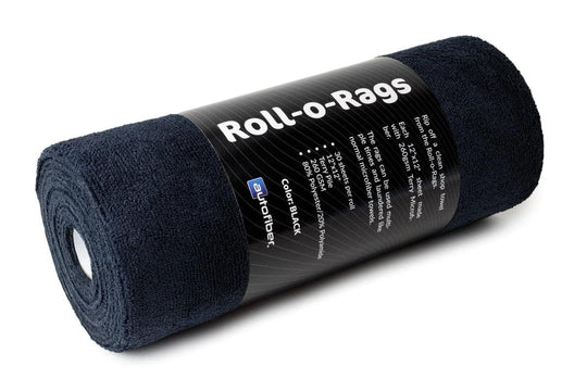 AUTOFIBER | Roll-o-Rags Microfiber Towels on a Roll 12"x12" black Car Supplies Warehouse