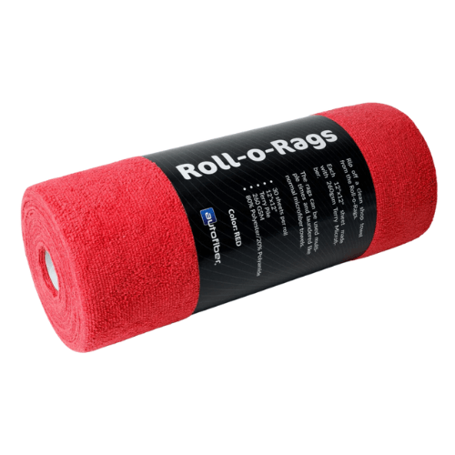 AUTOFIBER | Roll-o-Rags Microfiber Towels on a Roll 12"x12" Red Car Supplies Warehouse